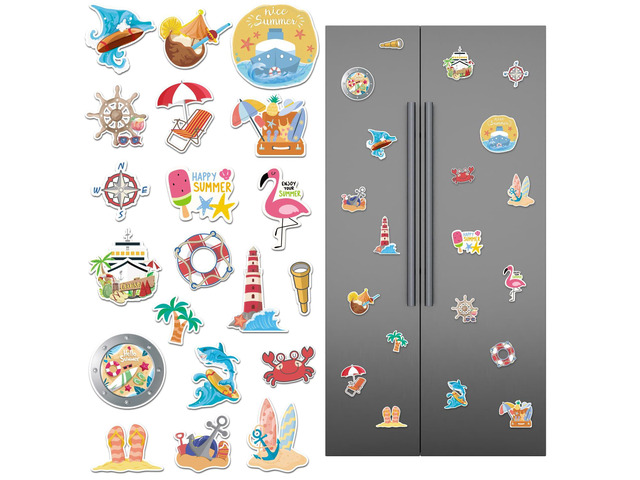 Glodecart 20PCS Summer Cruise Refrigerator Magnets for Office Home Decor, Holiday Beach Surfing Fridge Magnetic Stickers for Classroom Car Magnetic...