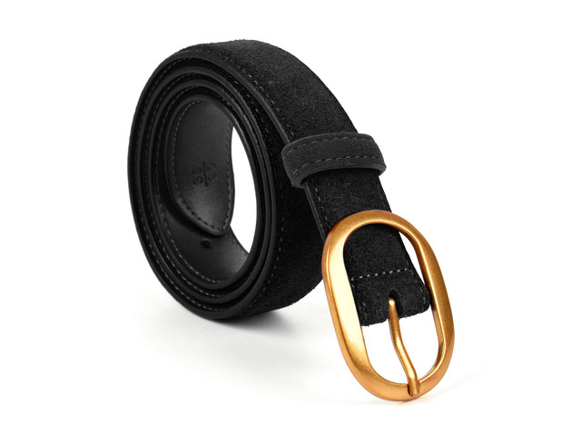 Valleycomfy Womens Leather Suede Waist Belt for Casual Dress Jeans Ladies Gold Buckle Black 36'-40'