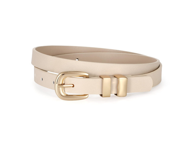 JASGOOD Women Skinny Leather Belt Fashion Thin Waist Belt for Jeans Dress Ladies Small Belt with Gold/Silver Buckle
