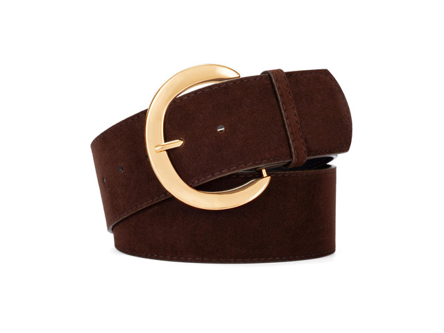 maikun Wide Belts for Women, Suede Belt Women, Thick Chunky Waistband Fashion Gold Buckle Belt for Dress, Coffee Suede Belt, Size S