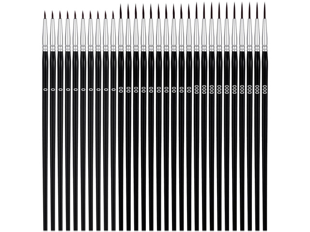 30 PCS Detail Paint Brushes, Tiny Paint Brushes with 3 Size #0#00#000 Liner Brush Fine Tip Paintbrushes for Miniatures Detailing Model Crafts...