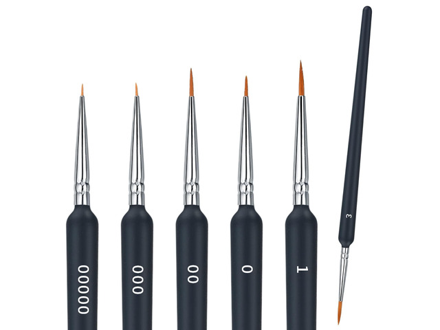 6 Pcs Fine Detail Paint Brush Set, Miniature Detail Artist Painting Brushes, 6 Sizes Wooden Fine Tip Paint Brushes for Acrylic Painting Drawing...