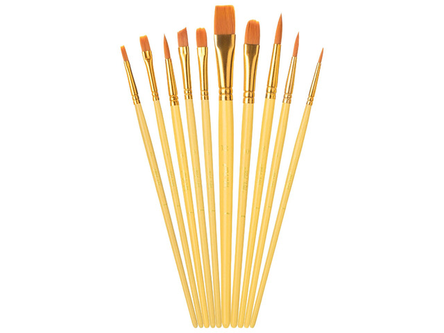 Acrylic Paint Brushes Set, 10 Pack, Round & Pointed Tip Nylon Hair Artist Brushes for Watercolor, Oil, Rock, Face, Nail, Miniature, Canvas,...