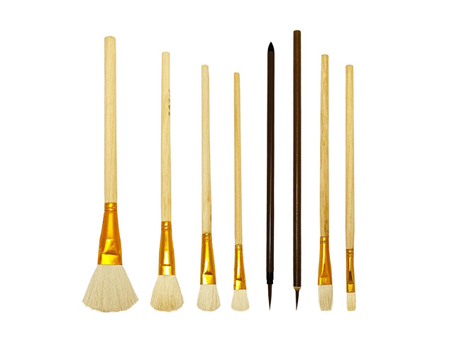 8Pcs Pottery Glaze Brushes, Wool Pottery Tools and Supplies, Underglaze Brushes for Pottery, Paintbrush Set for Kids Adults Students