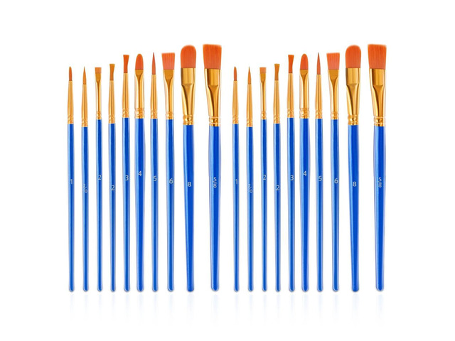 20 Pcs Paint Brushes Painting Brush for Acrylic Oil Watercolor Flat and Round Paint Brush Set for Washable Paint Artist Paint Small Brushes Bulk...