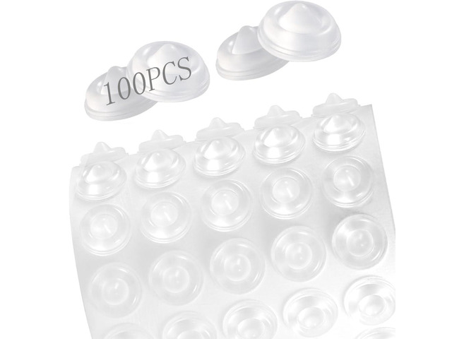 100Pcs Clear Silicone Cabinet Door Bumper, Soft Close Cushion Clear Rubber Stopper Dots & Cabinet Bumpers for Drawers, Cupboards, Anti-Slam Noise...