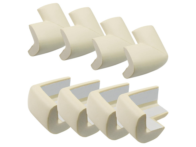 8 Pack Soft Corner Protector, L-Shape, Beige Rubber Safety Bumpers & Edge Guards, L-Shape, Furniture and Table Edges, Impact Protection for Home...