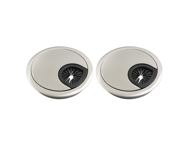 Metal Desk Grommet, 2.4' (60mm), Silver, 2 Pcs Zinc Alloy, Desk Cord Hole Cover, For Wires Cable, Office Desk