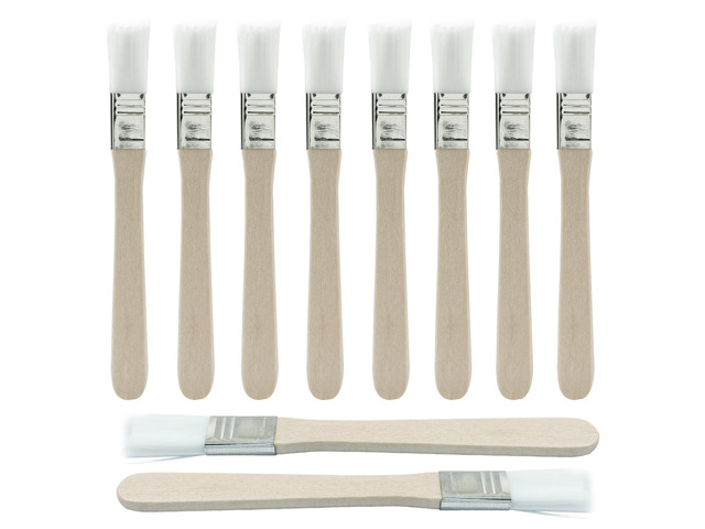 0.5 Inch Flat Paint Brushes, 10 Packs White Nylon Bristle, Wood Handle, Oil Canvas Watercolor, Gesso Wall Door Cabinets Furniture Fences
