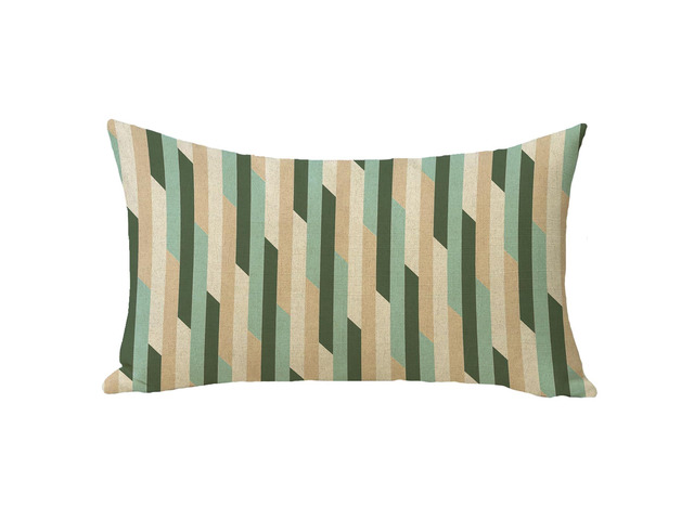Geometric Lumbar Decorative Throw Pillow Cover 12 x 20, Green Blue Rectangular Modern Art Neutral Outdoor Home Decor, Minimalist Contemporary...