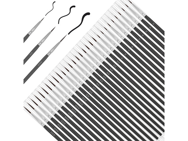 Small Paint Brush for Crafts,30Pcs Black Detail Paint Brushes,Miniature Liner Brush for Watercolor Acrylics Painting Face Painting,Thin Paint...