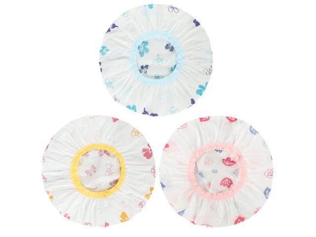 3 Pack Reusable Waterproof Shower Caps For Women Kids, Flower Non-Slip Elastic Band, for Shower, Spa, Travel, Makeup, Cooking, Hair Care