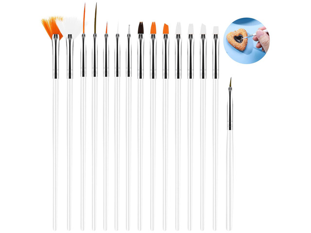 15pcs Cake Painting Brushes, Cake Decorating Brushes Kit, Food Paint Brush Tools, Fondant Sugar Cookie Painting Brushes Supplies for Cake...