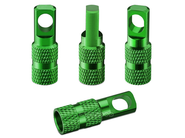 Presta Valve Stem Dust Caps with Valve Core RemoverLightweight Aluminum Bike Air Valve Covers for Road MTB Bicycle Tubes - 4 Pack