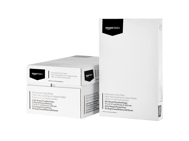 Multipurpose Copy Printer Paper, 20 lb, 11 x 17 Inches, 5 Reams (2,500 Sheets), 92 Bright White