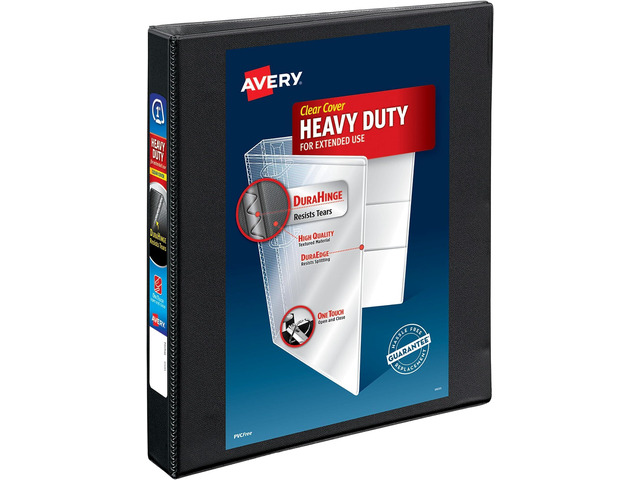 Heavy-Duty View 3 Ring Binder, 1' One Touch Slant Rings, Holds 8.5' x 11' Paper, 1 Black Binder (05300) (Pack of 12)