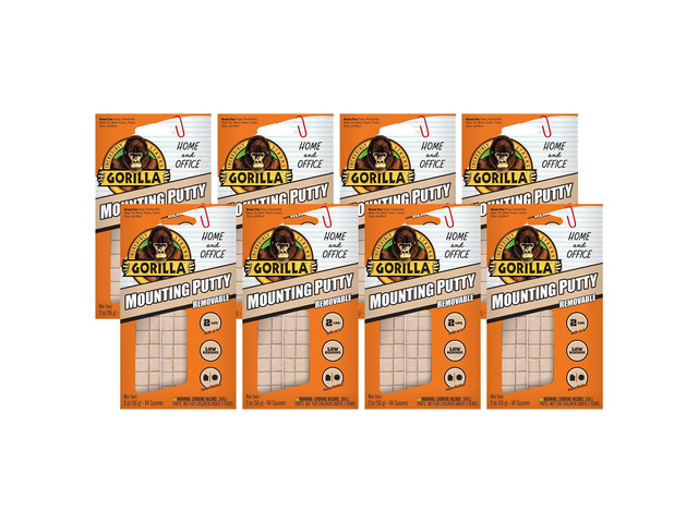 Mounting Putty, Natural Tan Color, 84 Pre-Cut Squares (Pack of 8) - Non-Toxic Removable & Repositionable Wall Putty
