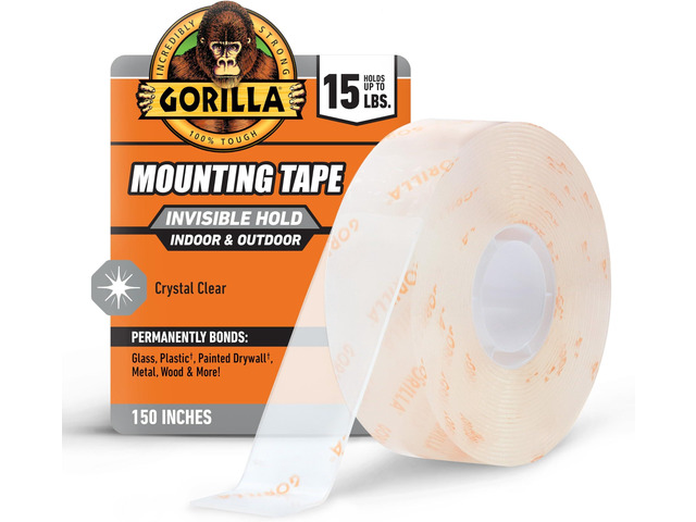 Tough & Clear Double Sided Mounting Tape, Clear Tape, 1' x 150' - Weatherproof for Indoor or Outdoor (Pack of 6)