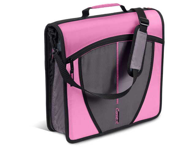 it School Zipper Binder 3' O-Rings 600-Sheet D-146 Light Pink Mighty Zip Tab, 5-Color Tab Expanding File Folder, Shoulder Strap, Handle, Office