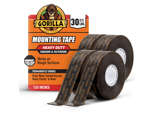 Heavy Duty Double Sided Mounting Tape, 1' x 120' (Pack of 4) Holds up to 30lbs, Industrial Strength Adhesive for Homework Stations, Classroom Setup...