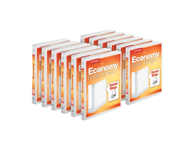 0.5 Inch 3 Ring Binders, White, 12 Pack, Round Ring Binder, Holds 125 Sheets, PVC Free, Customizable Covers, 2 Pocket View Binders for Office and...
