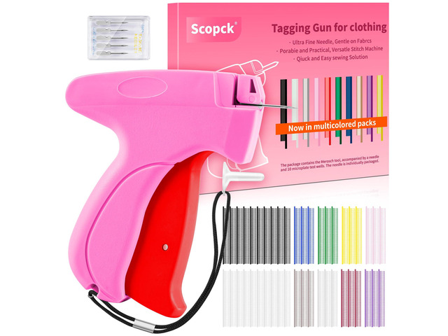 Stitch Gun for Clothes - Handheld Stitch Gun Quick Clothing Fixer - Tagging Gun - Includes 6 Needle, 1000 Black Fasteners & 1004 White Fasteners