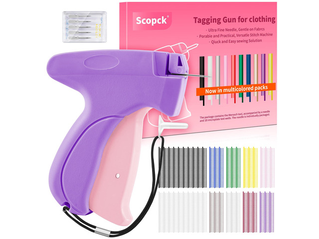 Stitch Gun for Clothes - Handheld Stitch Gun Quick Clothing Fixer - Tagging Gun - Includes 6 Needle, 1000 Black Fasteners & 1000 White Fasteners