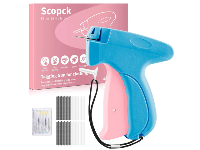 Stitch Gun for Clothes - Handheld Stitch Gun Quick Clothing Fixer - Mini Sewing Kit Micro Tagging Gun - Includes 6 Needle, 1000 Black Fasteners &...