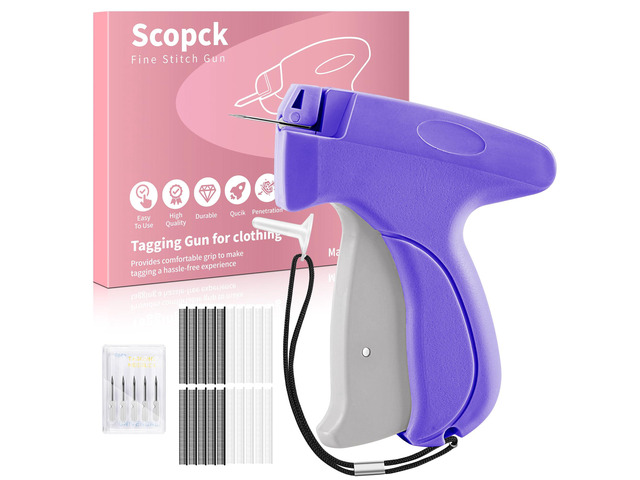 Stitch Gun for Clothes - Handheld Stitch Gun Quick Clothing Fixer - Mini Sewing Kit Micro Tagging Gun - Includes 6 Needle, 1000 Black Fasteners &...
