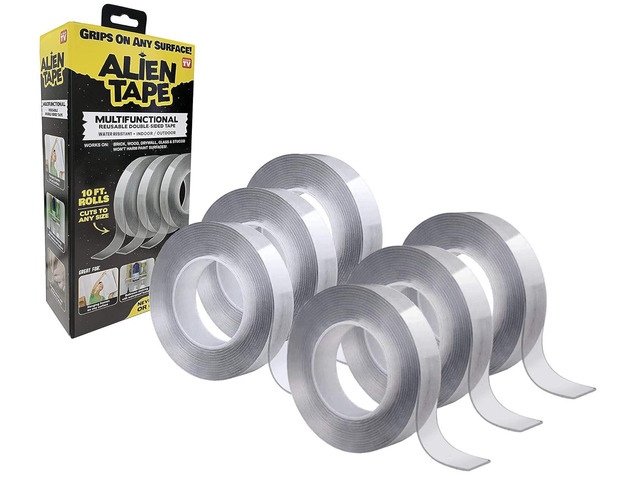 ALIEN TAPE Nano Double Sided Tape 60 Feet, 6 Rolls - Multipurpose Removable Adhesive Transparent Grip Mounting Tape Washable Sticky - Heavy Duty...