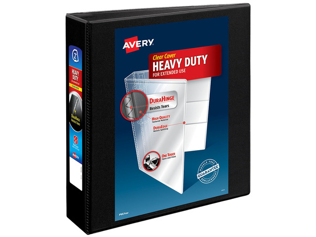 Heavy-Duty View 3 Ring Binder, 2' Slant Rings, 1 Black Binder For Heavy School, Home and Office Use, DuraHinge Tear-Resistant Spine, DuraEdge...