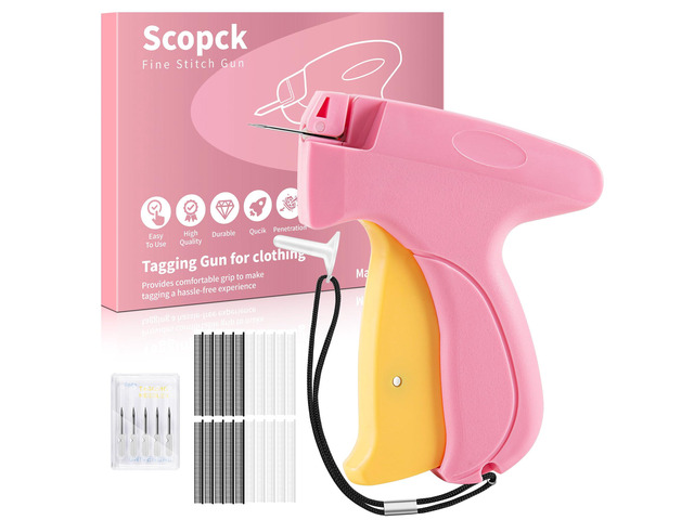 Stitch Gun for Clothes - Handheld Stitch Gun Quick Clothing Fixer - Mini Sewing Kit Micro Tagging Gun - Includes 6 Needle, 1000 Black Fasteners &...