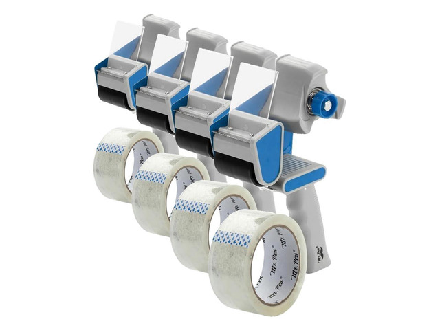 Packing Tape Dispenser Gun 2-Inch, Blue, 16 Pack with 4 Rolls Tape