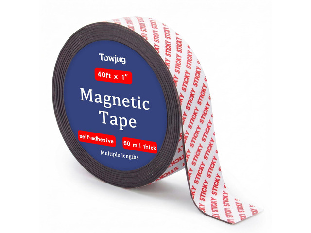 Magnetic Tape 40ft x 1in, Fridge Magnets with Adhesive Backing Roll Flexible Sticky Magnet Strip for DIY Crafts, Kitchen Organization, Classroom...