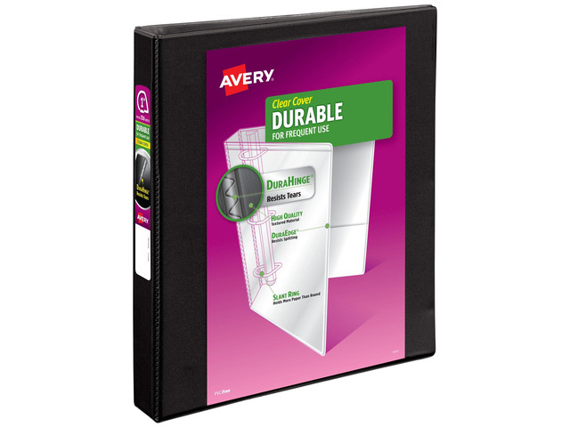 Durable View 3 Ring Binder, 1' Slant Rings, 1 Black Binder For Daily School, Home and Office Use, Tear-Resistant Spine, DuraEdge Split-Resistant...