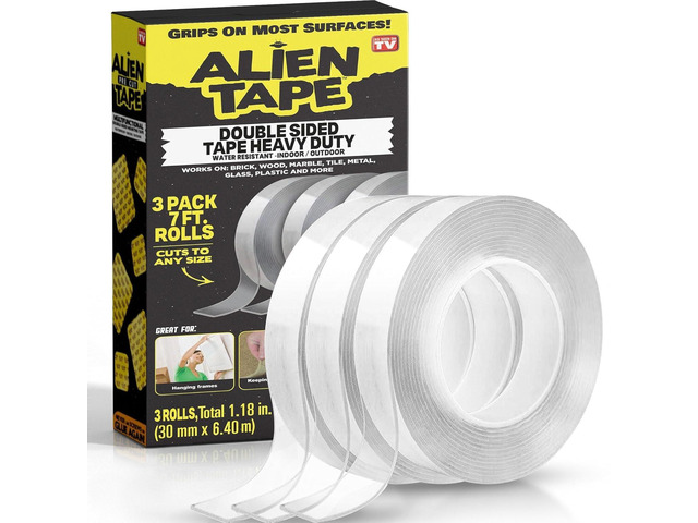 ALIEN TAPE Nano Double Sided Tape, 21-ft Multipurpose Removable Adhesive Transparent, Grip Mounting Washable Strong Sticky Heavy Duty for Carpet...