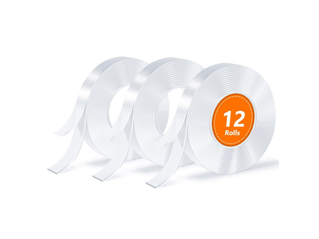 12 Rolls Double Sided Tape, Nano Tape, Transparent Adhesive Tape, Traceless Adhesive Tape, Removable, Washable, Reusable, Suitable for Carpets,...