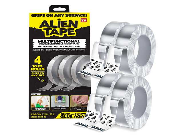 Heavy Duty Double Sided Tape, Nano Tape, Feet Clear Adhesive Tape for Poster Photo Wall Decor As Seen on TV, (4 Rolls - 40 Feet)