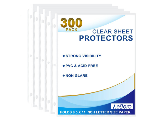 300 Pack Clear Sheet Protectors, 8.5 x 11 inch Page Protectors for 3 Ring Binder,Top Loading Paper Protector for Documents and Photos,Letter Size