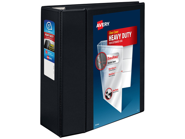 Heavy-Duty 3 Ring Binder, 5' EZD Rings, 1 Black Binder For Heavy School, Home and Office Use, DuraHinge Tear-Resistant Spine, DuraEdge...