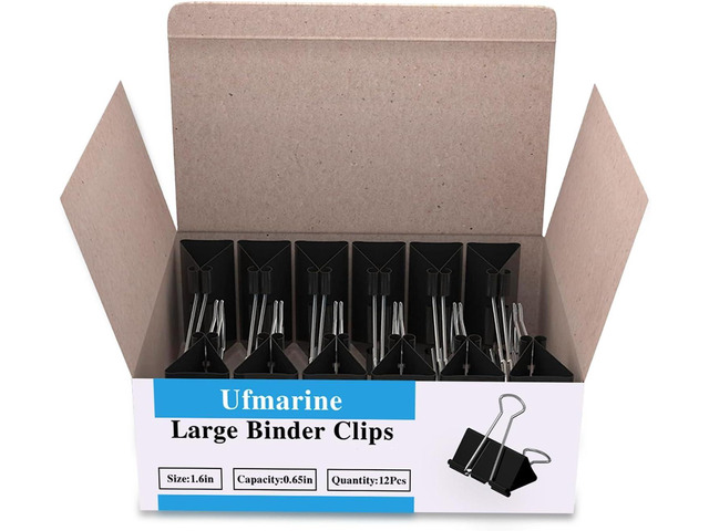 144 Pcs Large Binder Clips 1.6 inch Length, Big Paper Clips for Office Supplies