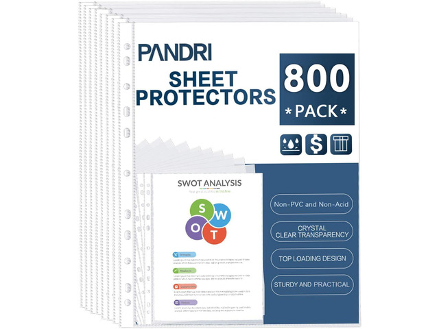 800 Pack Heavy Duty Sheet Protectors Fit 3 Ring Binder, Letter Size Clear Heavy Duty Plastic, 9.25 x 11.25 inch, Reinforced 11-Hole, Fit for 3 Ring...