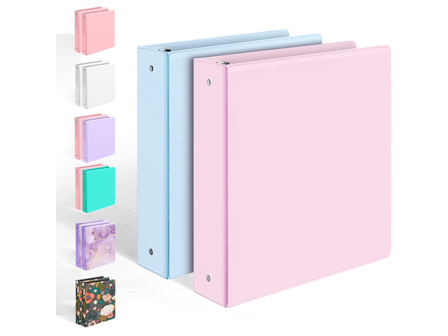 2 Pack BinderX Extra Durable 3 Ring Binder, 2 Inch Binder Round Ring, Fits 900 Sheets of 8.5x11 Paper, Customizable View Cover with Inside Pockets,...