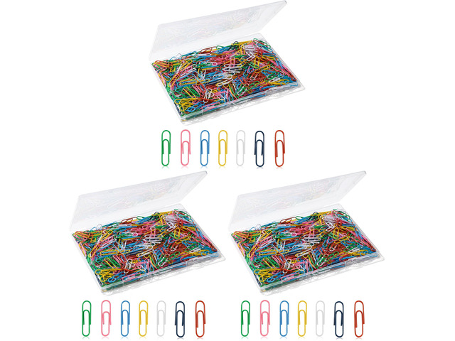 Paper Clips, 600Pcs Medium Paperclips for Office School & Personal Use, Daily DIY, 1-2/7' Colored Heavy Duty Ideal for Bookmark (Pack of 3)