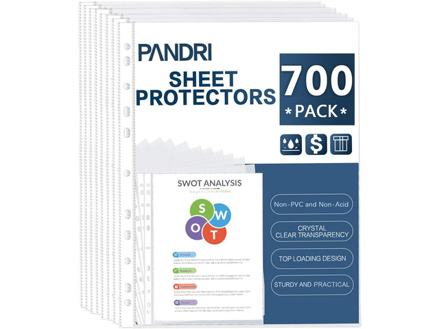 700 Pack Heavy Duty Sheet Protectors Fit 3 Ring Binder, Letter Size Clear Heavy Duty Plastic, 9.25 x 11.25 inch, Reinforced 11-Hole, Fit for 3 Ring...