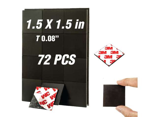 Magnets with Adhesive Backing(72PCS Each 1.5' x1.5'),Pre-Cut Self Sticky Magnets,Bulk Value Pack for Teacher Supplies,Peel and Stick for Classroom...