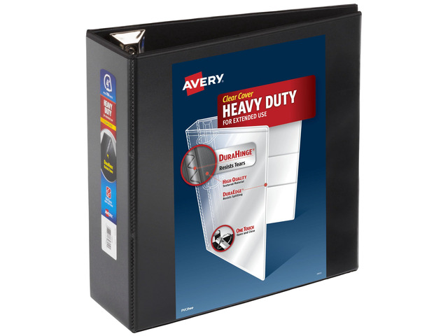 Heavy-Duty 3 Ring Binder, 4' EZD Rings, 1 Black Binder For Heavy School, Home and Office Use, Tear-Resistant Spine, DuraEdge Split-Resistant...
