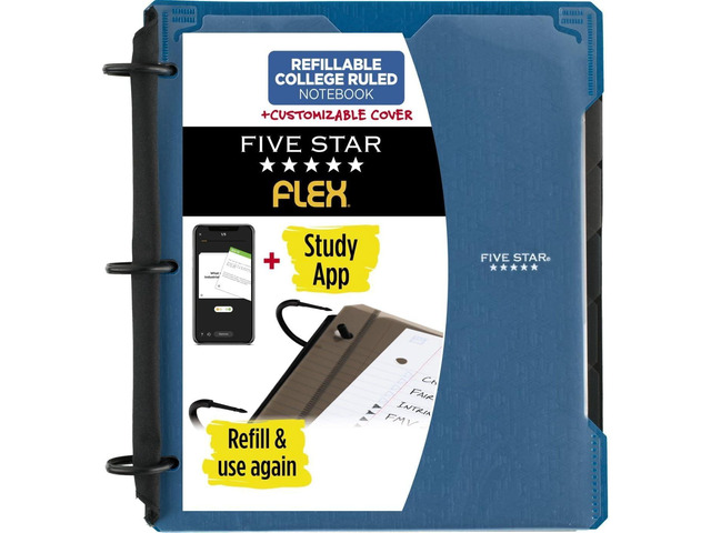 Flex Refillable Notebook + Study App,1 Inch Binder with Customizable Cover,College Ruled Notebook and 3 Ring Binder,Hybrid NoteBinder,200 Sheet...