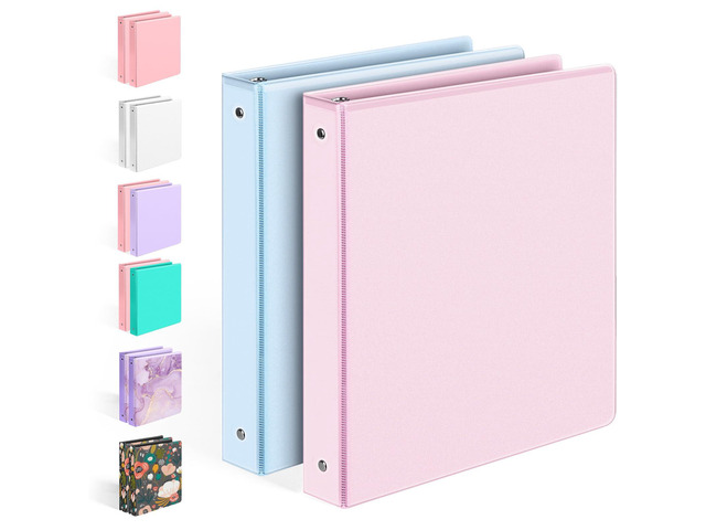 2 Pack BinderX Extra Durable 3 Ring Binder, 1 Inch Binder Round Rings, Fits 350 Sheets of 8.5x11 Paper, Customizable View Cover with Inside...