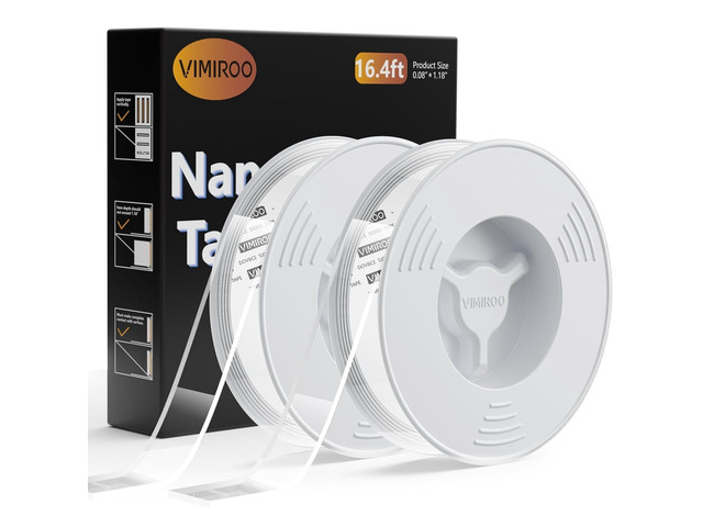2 Pack Double Sided Tape Heavy Duty, Extra Large 16.4FT Nano Double Sided Mounting Tape, Transparent Strong Removable Adhesive Picture Hanging...